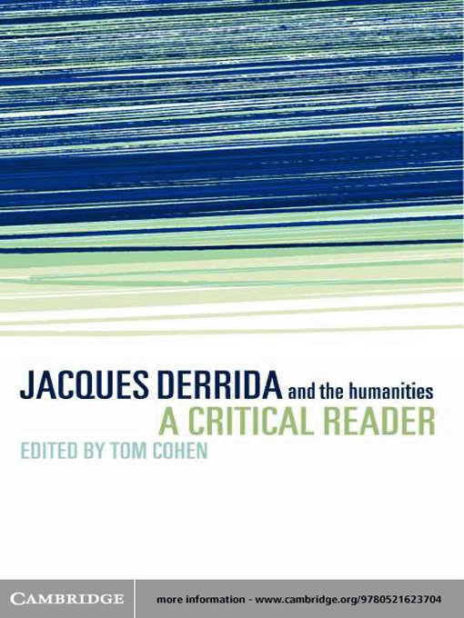 Title details for Jacques Derrida and the Humanities by Tom Cohen - Available